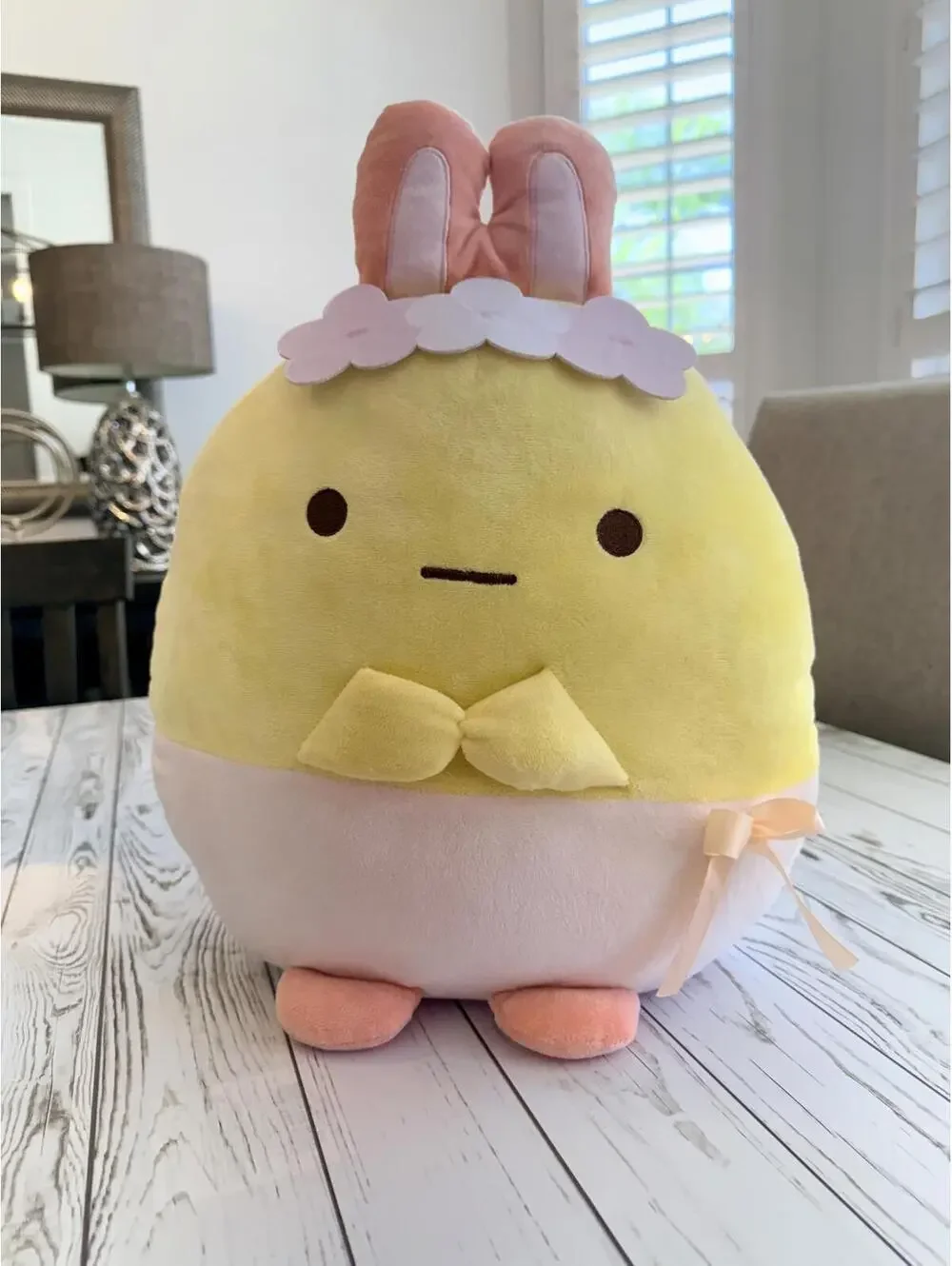San-X Sumikko Gurashi “Ebifurai No Shippo” the Egg Bunny Flower Crown 18” Plush